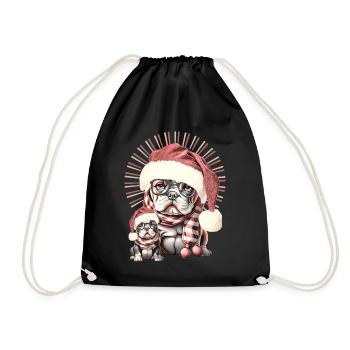 Chemise pour chien drôle Père Noël bouledogue - Sac de sport léger - noir - Devant