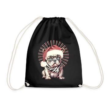 drôle Père Noël Bulldog chiens de Noël - Sac de sport léger - noir - Devant