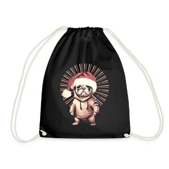 drôle Père Noël Bulldog chiens de Noël - Sac de sport léger - noir - Devant