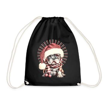 drôle Père Noël Bulldog chiens de Noël - Sac de sport léger - noir - Devant
