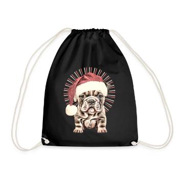 Chemise pour chien drôle Père Noël bouledogue - Sac de sport léger - noir - Devant