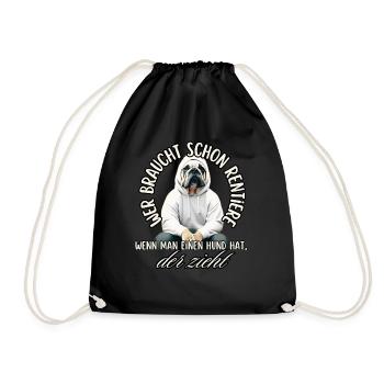 drôle renne noël chien chemise bouledogue - Sac de sport léger - noir - Devant