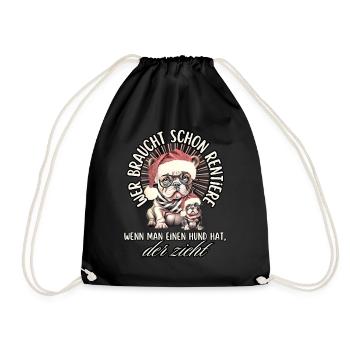 drôle Père Noël Bulldog chiens de Noël - Sac de sport léger - noir - Devant