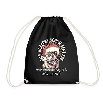 drôle Père Noël Bulldog chiens de Noël - Sac de sport léger - noir - Devant
