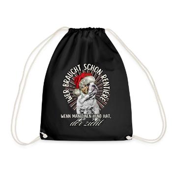 drôle Père Noël Bulldog chiens de Noël - Sac de sport léger - noir - Devant