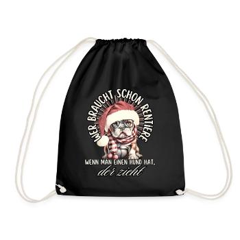 drôle Père Noël Bulldog chiens de Noël - Sac de sport léger - noir - Devant