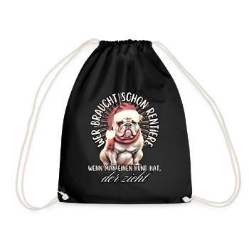 drôle Père Noël Bulldog chiens de Noël - Sac de sport léger - noir - Devant