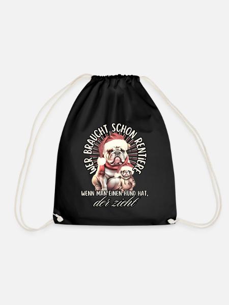 lustige Weihnachtsmann Bulldogge WEIHNACHTEN Hunde - Turnbeutel - Schwarz
