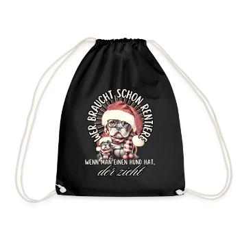 drôle Père Noël Bulldog chiens de Noël - Sac de sport léger - noir - Devant