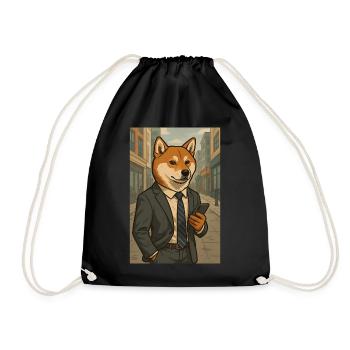 Business Shiba Lustiger Hund im Anzug - Turnbeutel - Schwarz - Vorne