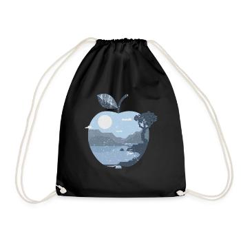 Vintage panorama apple - Drawstring Bag - black - Front