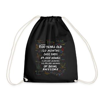 Square Root of 100 10th Birthday 10 Years Old Math - Drawstring Bag - black - Front