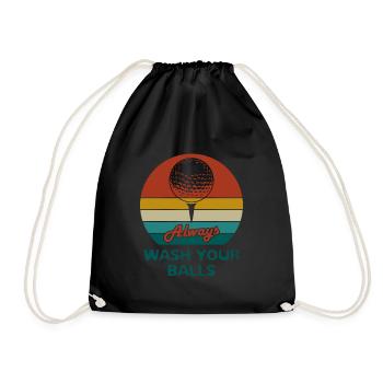 Always Wash Your Balls Funny Golf Fathers Day Golf - Drawstring Bag - black - Front