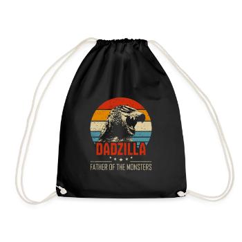 Dadzilla Father of The Monsters Fathers Day Retro - Drawstring Bag - black - Front