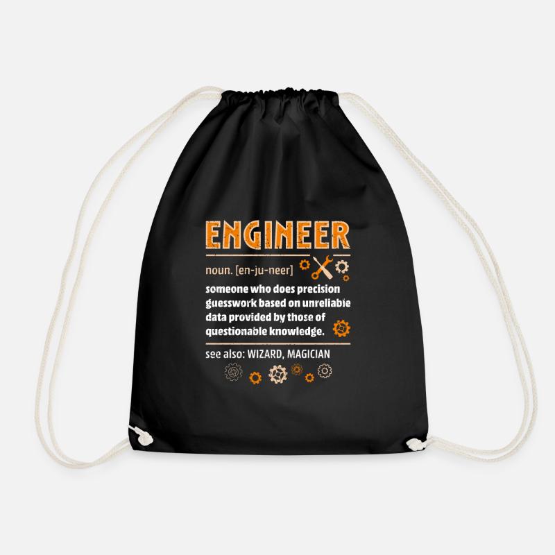 Engineer Definition Funny Engineering Nerdy Scienc - Drawstring Bag - black
