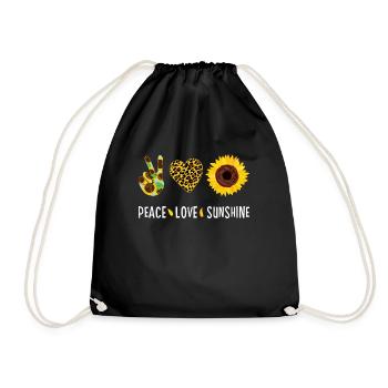 Friedensliebe Sonnenblume Sonnenschein Lustiges Leopardenherz - Turnbeutel - Schwarz - Vorne