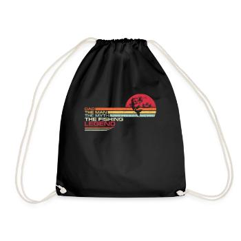 Vintage Bass Fishing Dad Man The Myth Fisherman Le - Drawstring Bag - black - Front