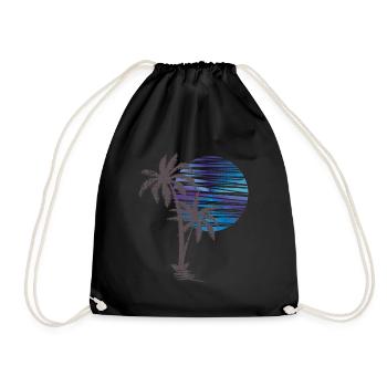 Palmier Sunset Silhouette Surf Lune de miel Surf - Sac de sport léger - noir - Devant