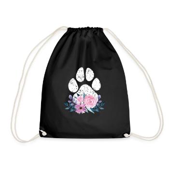 Netter Hund Welpenliebhaber Hund Pfote drucken Blumengeschenk Spaß - Turnbeutel - Schwarz - Vorne