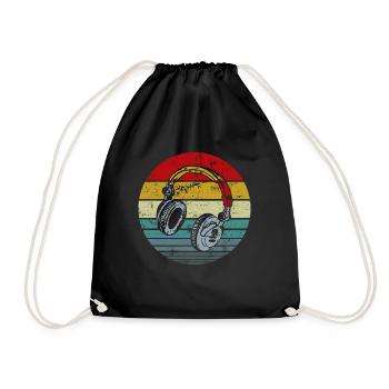 Musikliebhaber Produzent DJ Geschenke Lustige Vintage Retro - Turnbeutel - Schwarz - Vorne