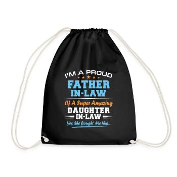 Daughter In Law Funny Fathers Day Christmas Father - Drawstring Bag - black - Front