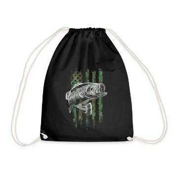 Bass Fishing Camouflage Flag Big Mouth Fisherman H - Turnbeutel - Schwarz - Vorne