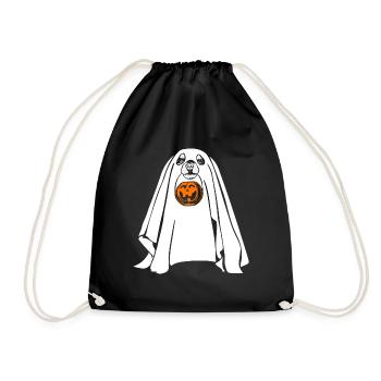 Halloween Hund als Geist mit Kürbis Hunde Wilsigns - Turnbeutel - Schwarz - Vorne