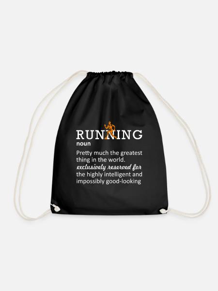 Running Funny Definition Marathoner 5k Marathon - Drawstring Bag - black