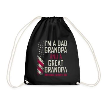 Dad And Great Grandpa American Flag Funny Fathers - Drawstring Bag - black - Front