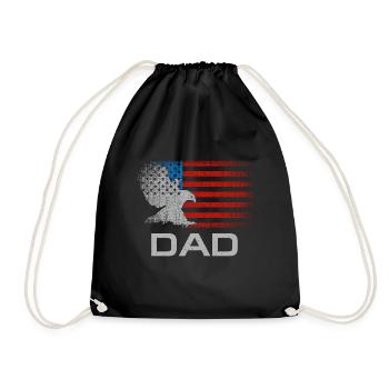 Dad US American Flag For Men Father's Day Husband - Drawstring Bag - black - Front
