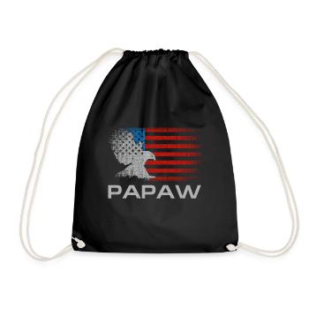Papaw Fathers Day American Flag Grandfather Funny - Drawstring Bag - black - Front