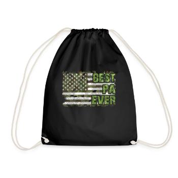 Best Pa Ever Papa Grandfather Great Camo US Flag - Drawstring Bag - black - Front