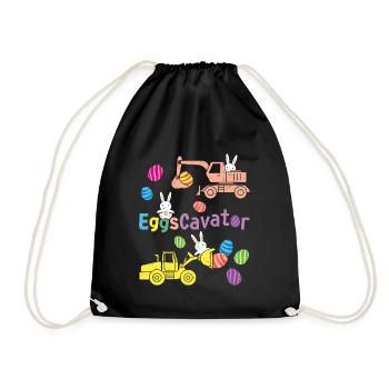 Easter For Boys Toddlers Eggs Cavator Funny - Drawstring Bag - black - Front