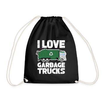 I Love Garbage Trucks – Rubbish Truck Funny - Drawstring Bag - black - Front