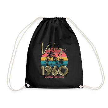 Vintage 1960 geboren Geburtstag 1960 Geschenk - Turnbeutel - Schwarz - Vorne