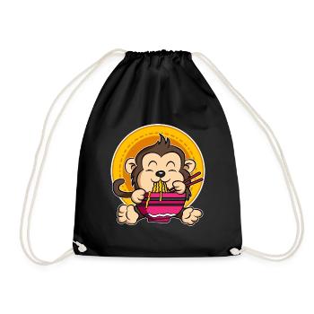 Ramen Life Motiv Affen Motiv Shirt Ramen Noodle - Turnbeutel - Schwarz - Vorne