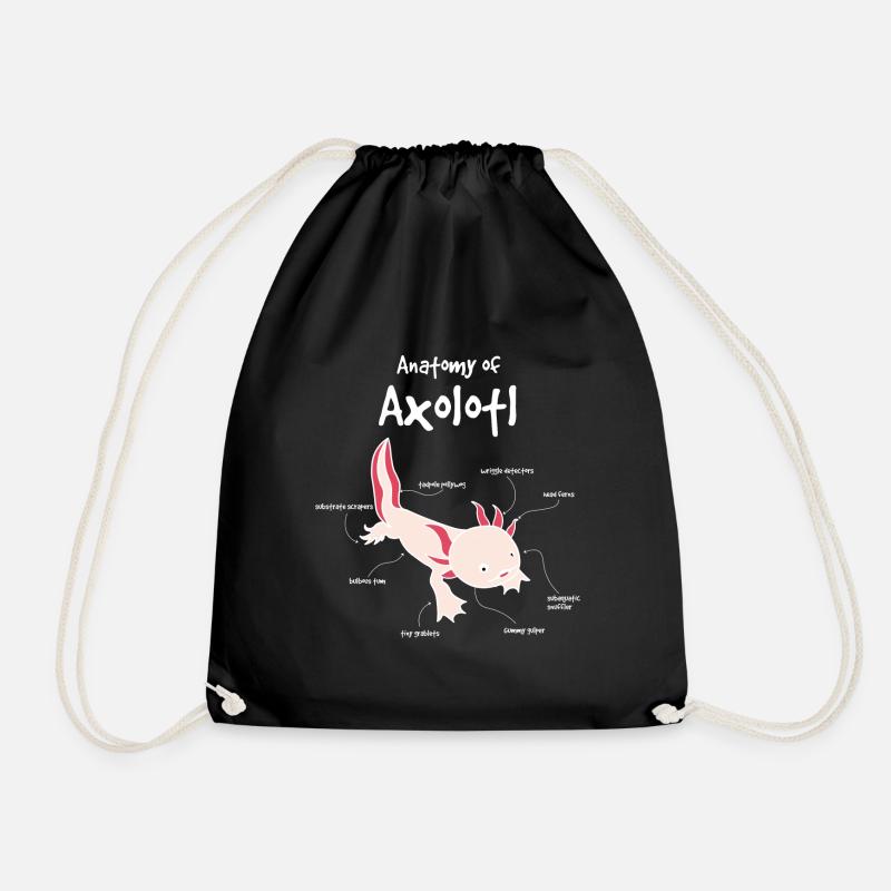 Axolotl Anatomie - Turnbeutel - Schwarz
