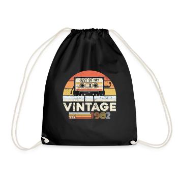 Vintage 1982 40th Birthday Gift Forty Years - Drawstring Bag - black - Front