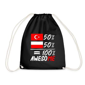 50% Polnisch 50% Türkisch - Turnbeutel - Schwarz - Vorne