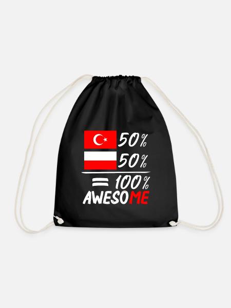 50% Polnisch 50% Türkisch - Turnbeutel - Schwarz