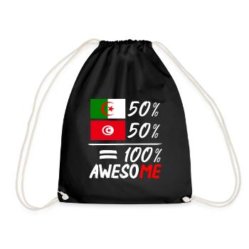 50% Algerier 50% Tunesier - Turnbeutel - Schwarz - Vorne