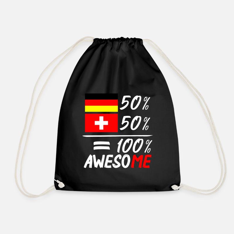 50% Deutsch 50% Schweiz - Turnbeutel - Schwarz