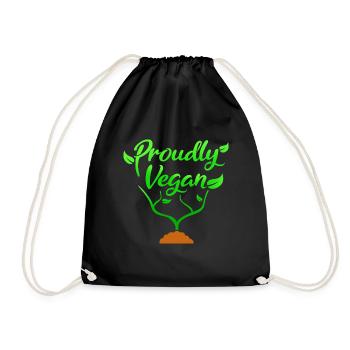 Vegan plant design for proud vegans - Drawstring Bag - black - Front