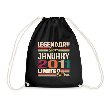 Geburtstagsgeschenk Geboren Im Januar 2011 - 2011 - Turnbeutel - Schwarz - Vorne