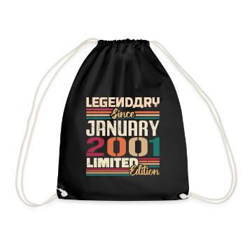 Birthday Gift Born in January 2001 - 2001 - Drawstring Bag - black - Front