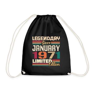 Birthday Gift Born in January 1971 - 1971 - Drawstring Bag - black - Front