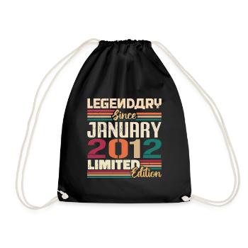 Cadeau d’anniversaire Né en Janvier 2012 - 2012 - Sac de sport léger - noir - Devant