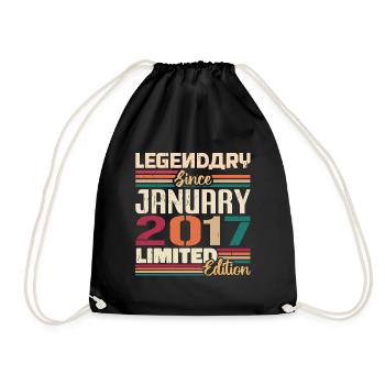 Geburtstagsgeschenk Geboren Im Januar 2017 - 2017 - Turnbeutel - Schwarz - Vorne