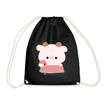 Cow Swimming - Drawstring Bag - black - Front