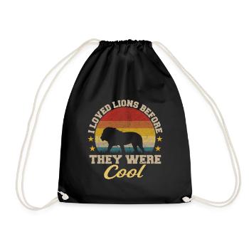 i loved lions before they were cool - Drawstring Bag - black - Front